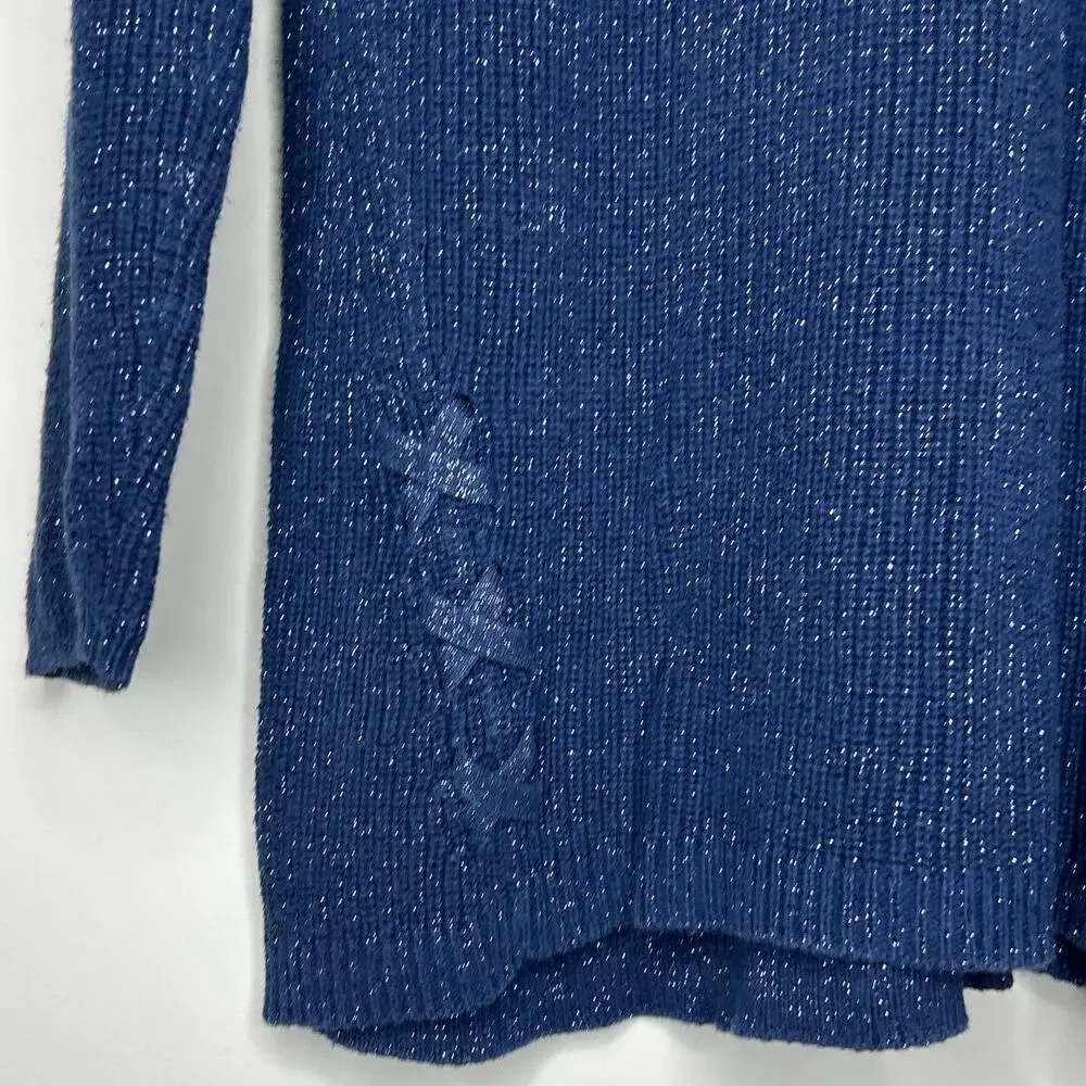 a.n.a. A New Approach Blue and Silver Knit Tunic Sweater Size XXL Pullover - Picture 4 of 9